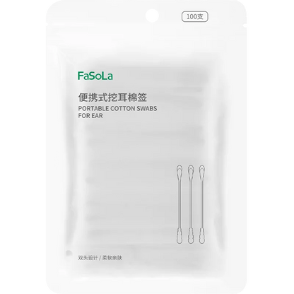 100PCS Black Double-Headed Cotton Swabs Disposable for Ear-Picking and Makeup Cleaning