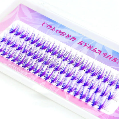 Blue Purple Mix Colored Lashes Cluster Eyelash Extension Natural Long 20D Volume Effect Faux Bunche Individual Makeup Cilias
