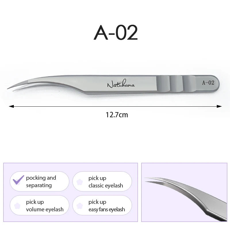 NATUHANA Professional Eyelash Extension Tweezers, High Precision Anti-Static Stainless Steel Lash Tools for Volume & Isolation