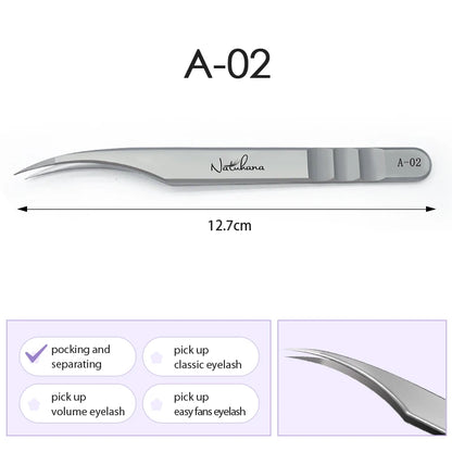 NATUHANA Professional Eyelash Extension Tweezers, High Precision Anti-Static Stainless Steel Lash Tools for Volume & Isolation