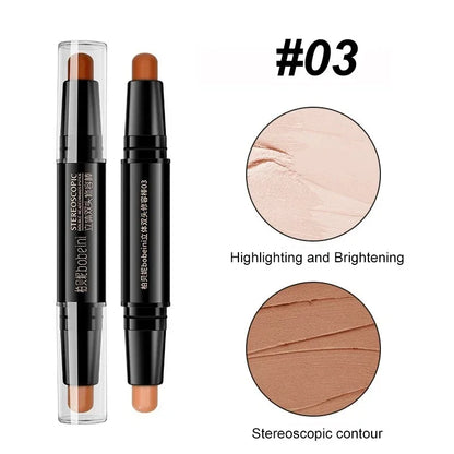 Double Head Highlight Pen High Quality Makeup Base Foundation Stick Contouring Stick for Three-dimensional Nose Bridge Shadow