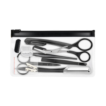Black Eyebrow Trimming Scissors Stainless Steel Tweezers Scraping Eyebrow Comb Razor Eyebrow Clip Makeup Tools Sets