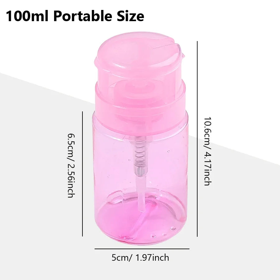 100ml Lockable Press Bottle Pump Dispenser Refillable Nail Polish Makeup Remover Manicure Cleaner Container