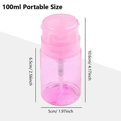 100ml Lockable Press Bottle Pump Dispenser Refillable Nail Polish Makeup Remover Manicure Cleaner Container