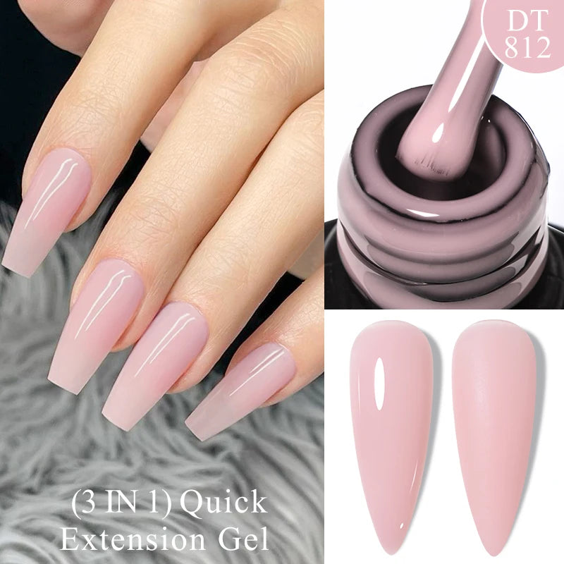 MEET ACROSS 7ml Quick Extension Gel Nail Polish Glitter Pink Gold Purple Milky White UV Gel Finger Prolong Varnish For Nails