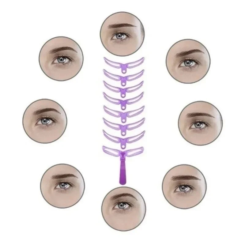 8 In 1 Reusable Eyebrow Stencil Beauty Makeup Brow Stamp Template Eyebrows Shape Set Eye Brow Makeup Tools