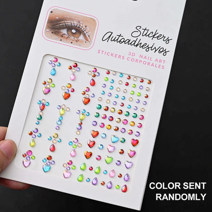 132/162/216/900pcs Coorful Diamonds Tattoos Stickers 3/4/5/6mm Face Rhinestones Tattoo for Party Body/Eye Makeup Gem Accessories