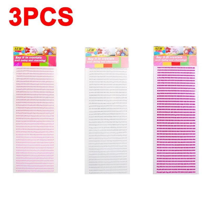 New 3mm Rhinestones for Face Makeup Crystals Bright Face Jewelry Gems Stickers Children's Stickers Adhesive Glitters for Face