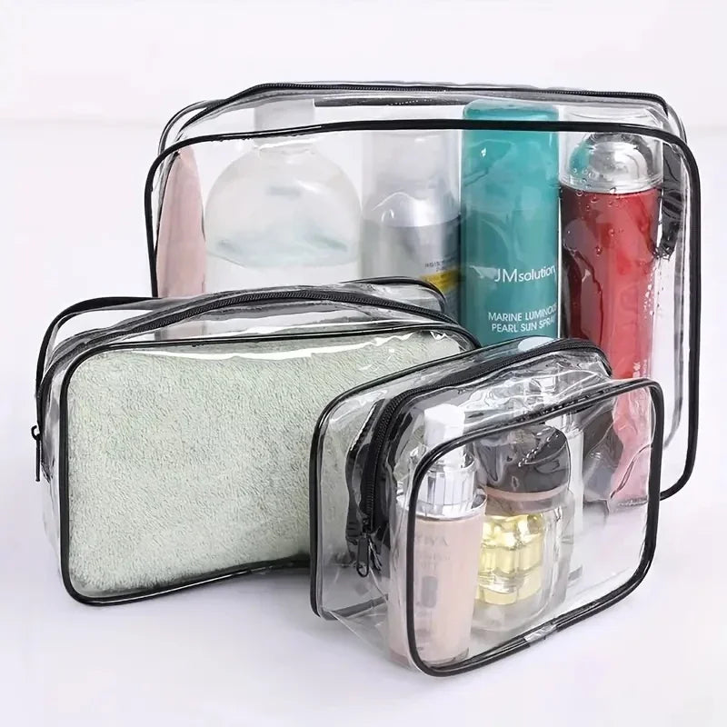 Simple Transparent Cosmetic Bag PVC Waterproof Clear Makeup Storage Case Travel Make Up Organizer Pouch Bath Toiletry Wash Bag