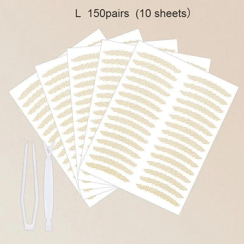 480Pcs Stealth Double Fold Eyelid Tape Fiber Sticker Lace Nature Clear Beige Stripe Self-adhesive Natural Eye Makeup with Tool