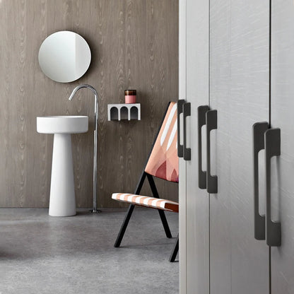 Aluminum alloy cabinet handle, gray wardrobe handle, makeup table handle, 96mm/128mm storage room cabinet handle