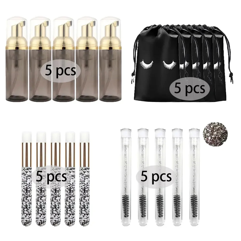 20/40PCS Suit 60ML Empty Pump Bottle Eyelash Shampoo Care Makeup Tool Travel Foam Dispenser Bottle Plastic Cleanser Soap Care