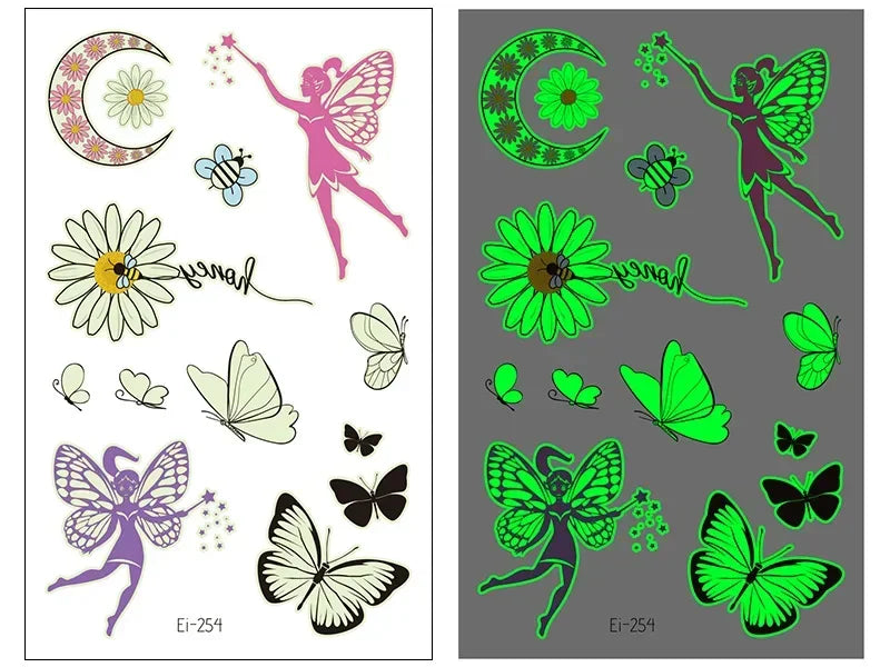 Fairy Butterfly Wings Shiny Tattoo Sticker Waterproof Eyes Face Hand Body Art Fake Tattoos Women Makeup Dance Music Festival